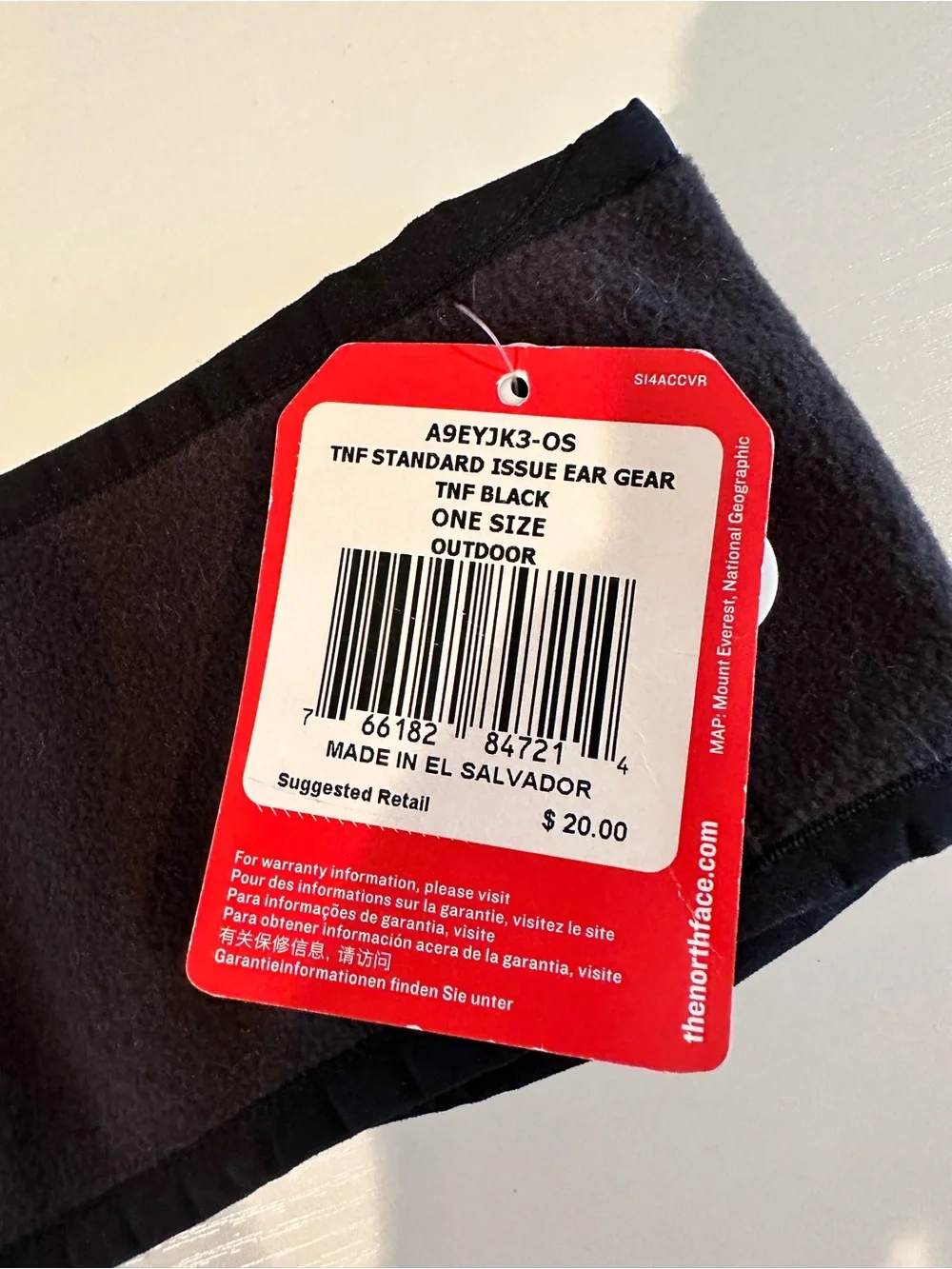 NWT The North Face Black Fleece Headband with White Logo